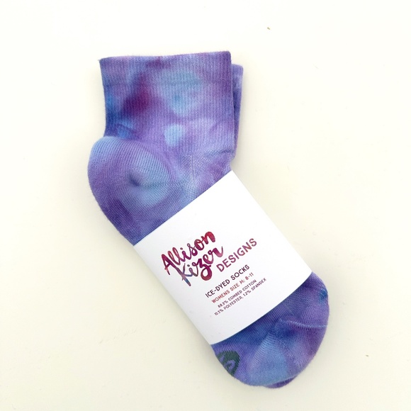 Periwinkle Blue Tie Dye Ankle Socks Lavender Ice Dye Hand Dyed Mid Crew … - Picture 3 of 5